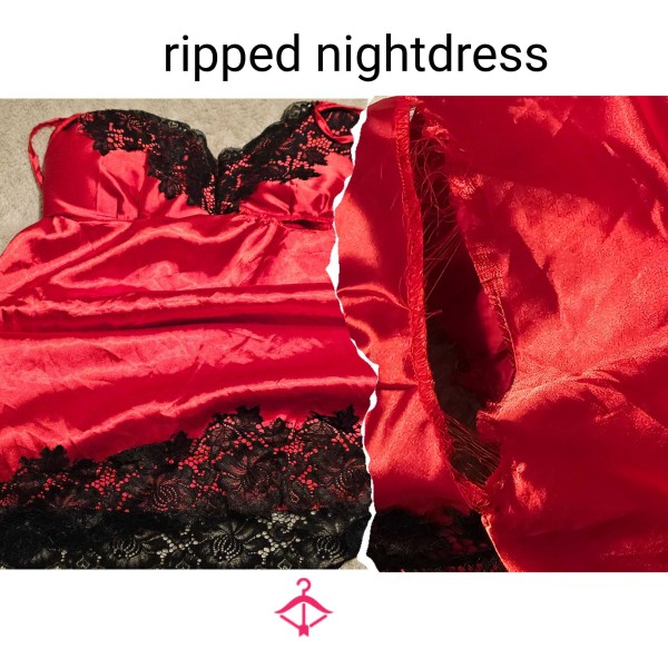 Red 🥵 S**y Well-worn Satin Nightdress