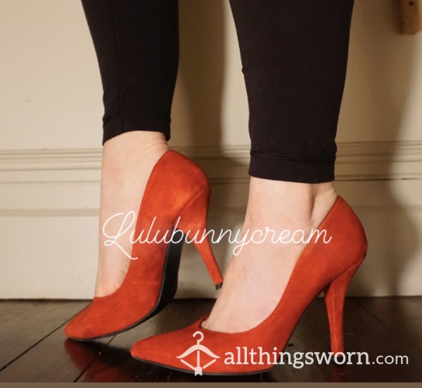 Worn Red Suede Heels