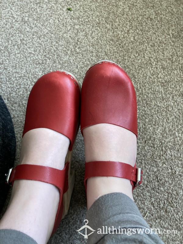 Red Swedish Clogs