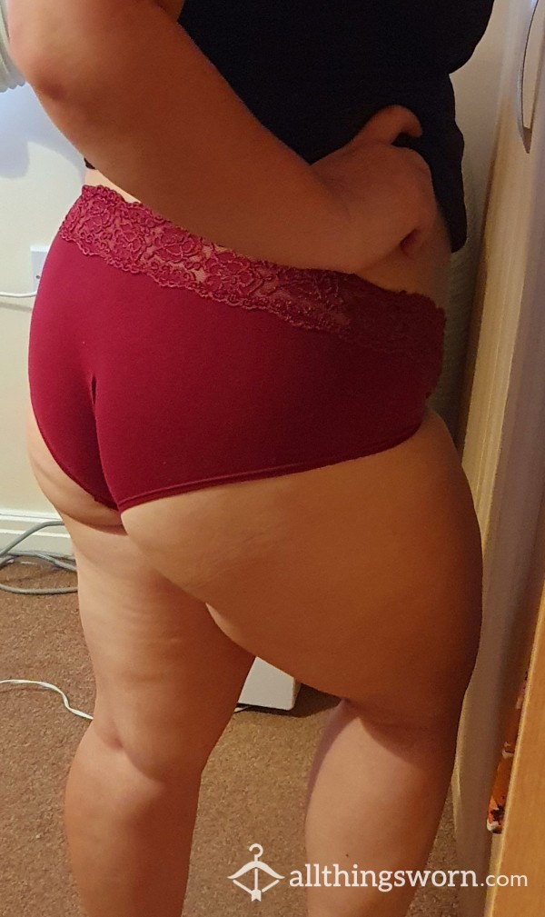 Red Wine Panties With Lace Top