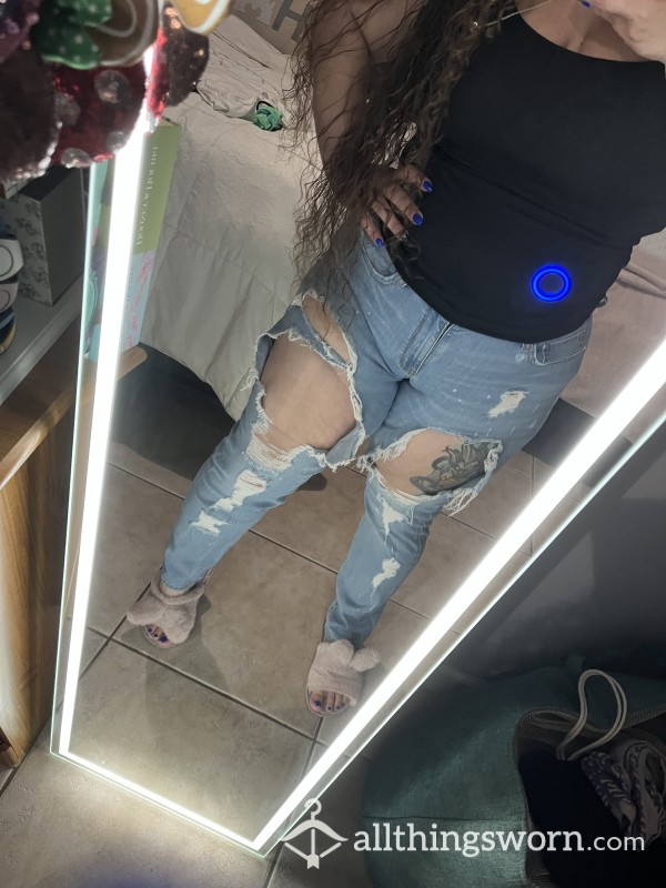 Ripped Boyfriend Jeans Size 13 In Juniors