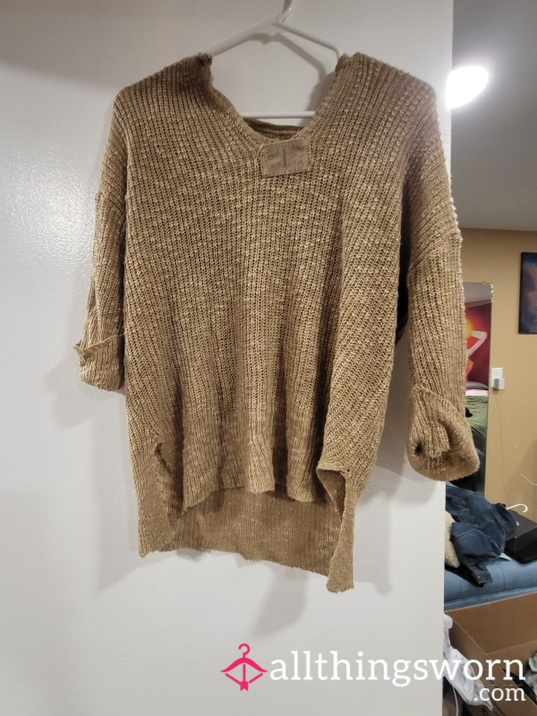 Rolled Sleeve Knit Sweater Top