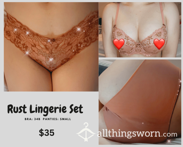 Rust Colored Lingerie Bra & Pant Set