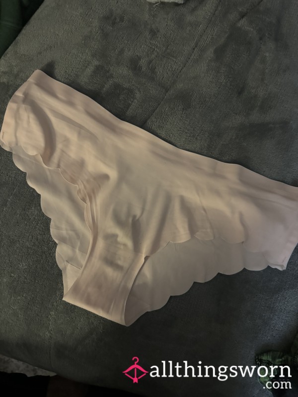 SALE! Ready To Ship! 3 Day Worn Cream/Pink Satin Fullback Panties