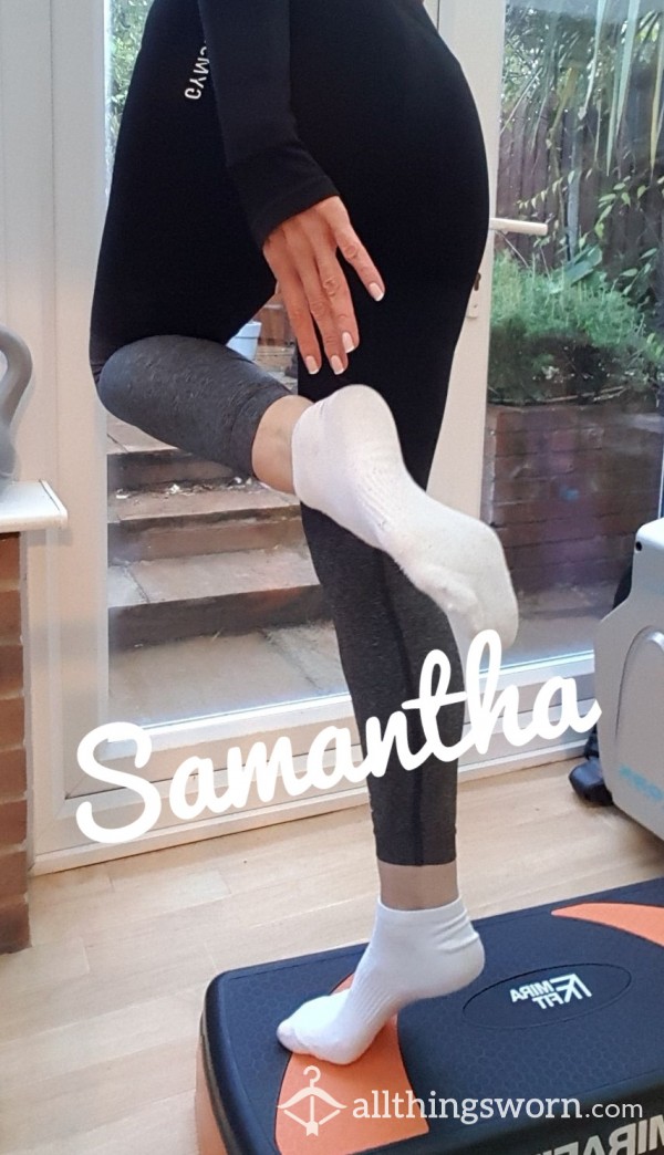 Samantha's S**y White Gym Trainer Socks