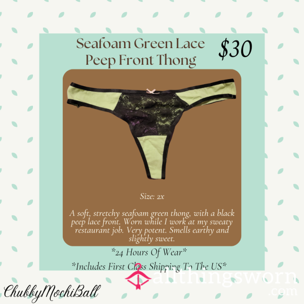 BBW Seafoam Green P**p Front Thong