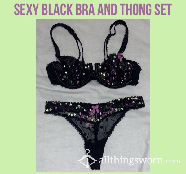 S**y Black Bra And Thong Set🖤