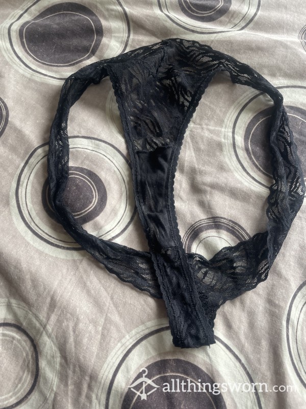 S**y Black Lace Thongs, 48 Hour Wear Full Of My Scent And Others