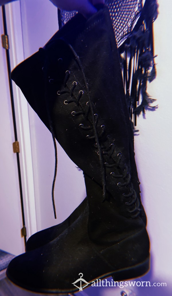 S**y Black Lace Up Boots ❤️‍🔥🖤❤️‍🔥🖤