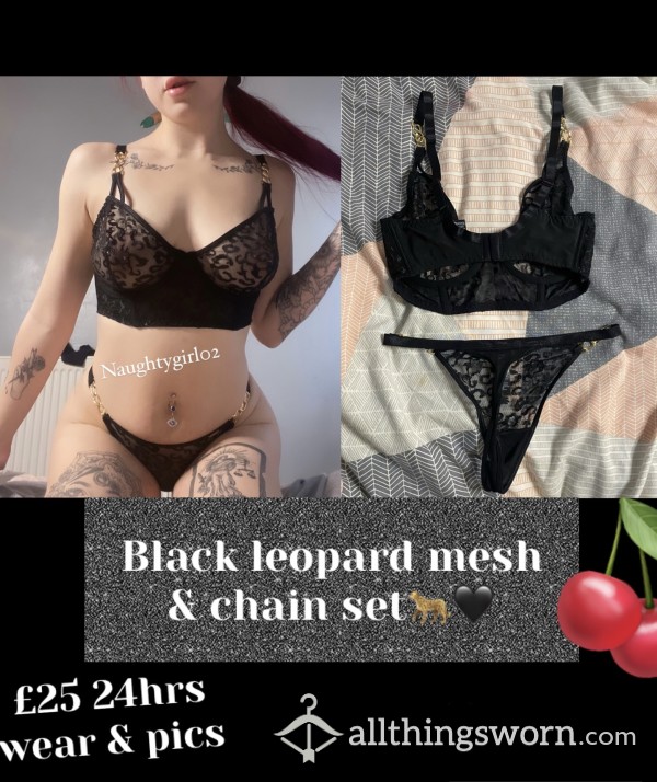 S**y Black Leopard Mesh Chain Set🐆🖤 | 24hrs Wear & Proof Of Wear Pics