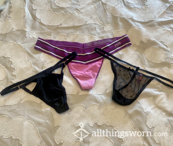 S**y Victoria's Secret Black/Pink Thongs