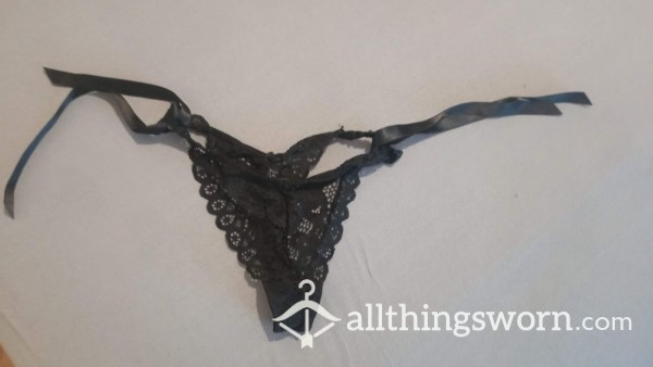 S**y Black Thong With Little Straps