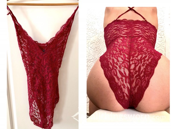 S**y (Lg) Worn, Burgundy, Lace One-piece