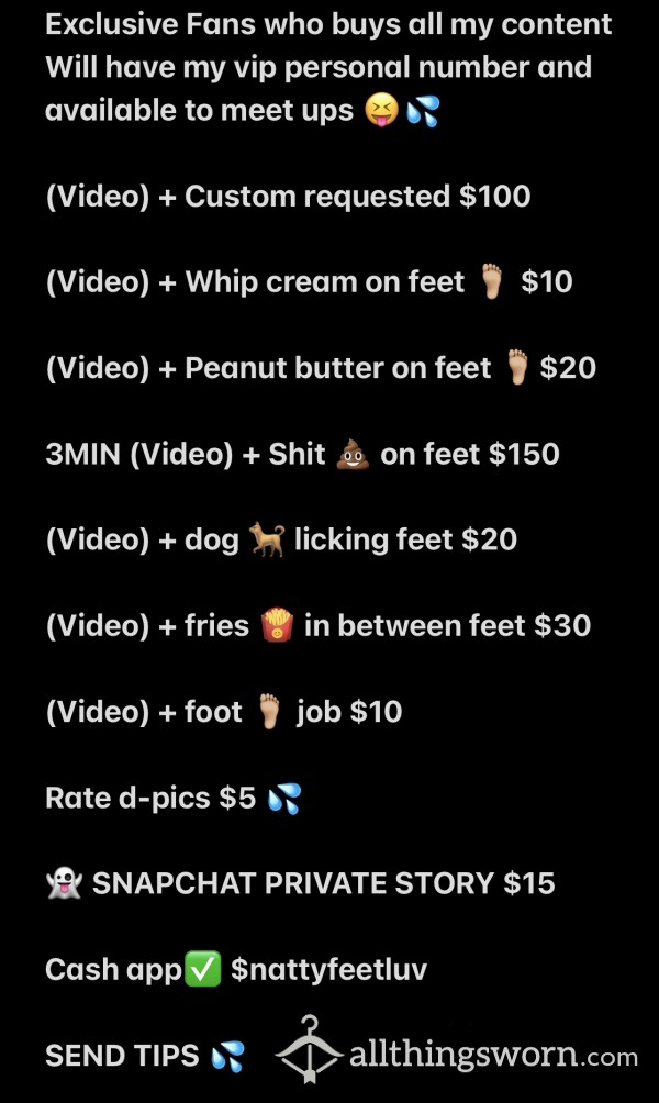 S**Y MENU FOR MY FEET LUVERS💋👠🦶🏼