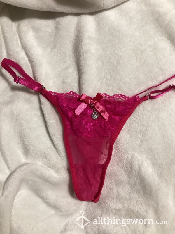 S**y Pink Lace G-string With Bow