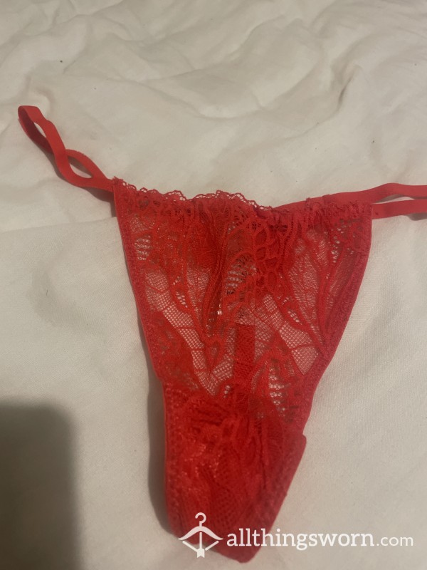 S**y Lace Red G-string Very Well Worn