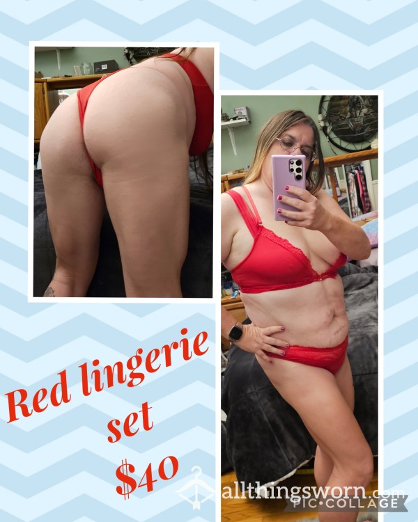 S**y Red Lingerie Set Worn 2 Days Plus Pics