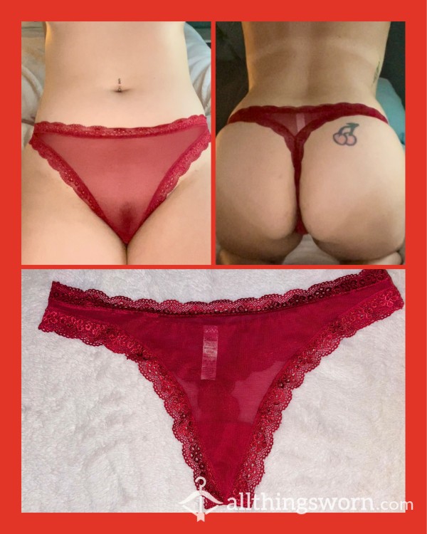 🔥 S**Y RED SHEER THONG