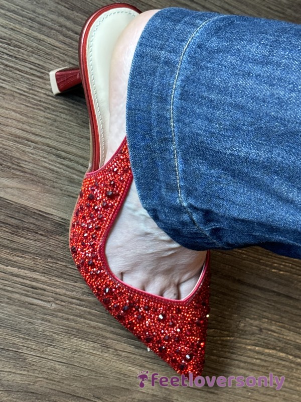 S**y Red Sparkle High Heels