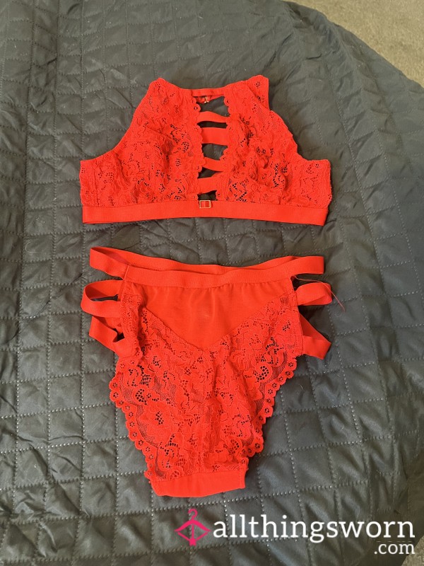 S**Y RED Two-piece Set 🌹 From Secret Obsessions (size10/12) TO WEAR Or For A SISSY! 💃🏽💃🏽