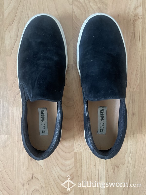 Used Steve Madden Stinky S**y Suede Leather Black Shoes