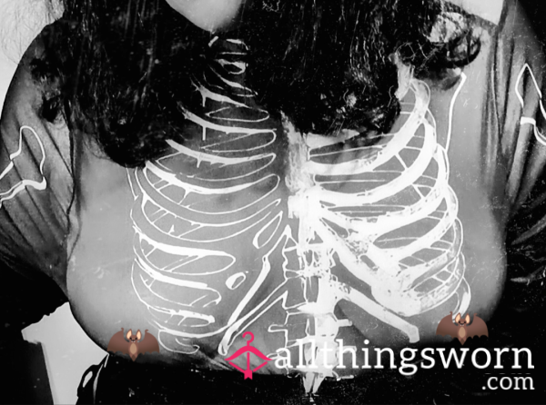 Sheer Black And White Skeleton Top