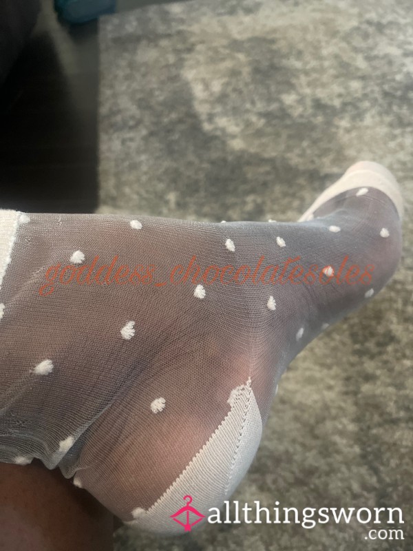 Sheer Cream Polka Dot Socks