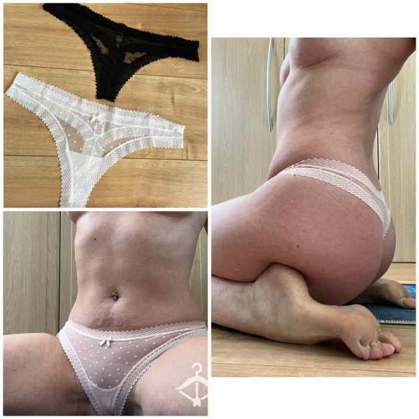 Sheer Spotty S**y Thong- Black Or Peach