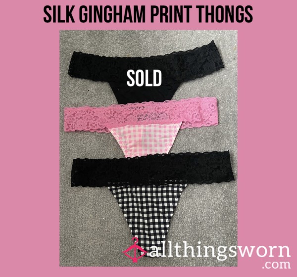 Silk Gingham Print Thongs🌸