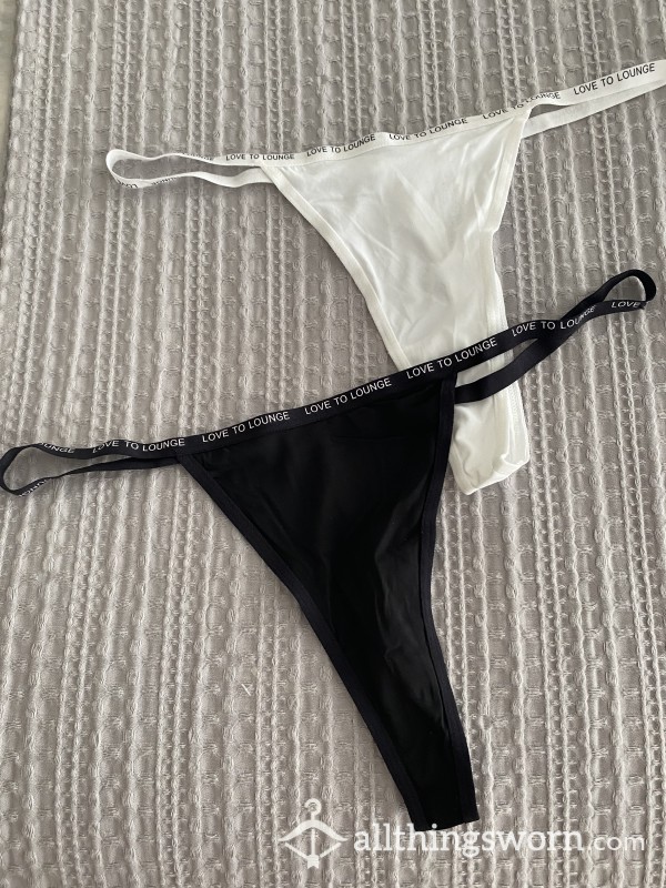 Silky Black & White Cotton Thongs