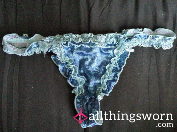 Silky Dark Blue Thong