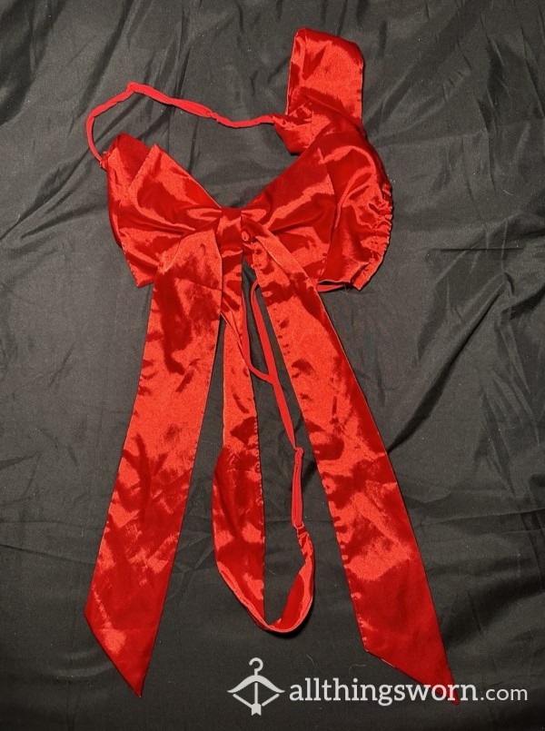 Silky Red Bow Lingerie