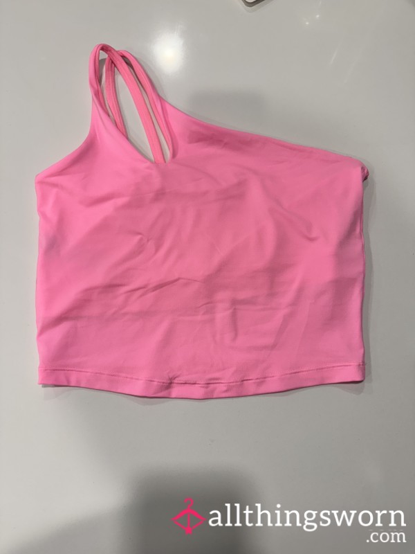 Single Shoulder Pink Sports Bra