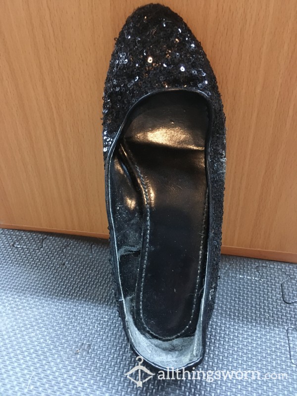 Single Sparkly Black Flat