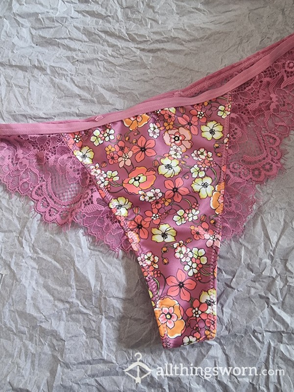 Flor*l Pink Thong.