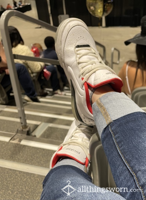 Size 4.5 White And Red Jordan. Very Well Loved.