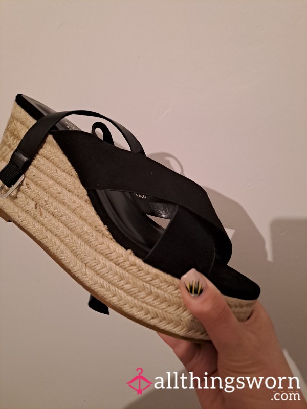 Size 7 Wedges- Black - With 2 Pics Wearing Them