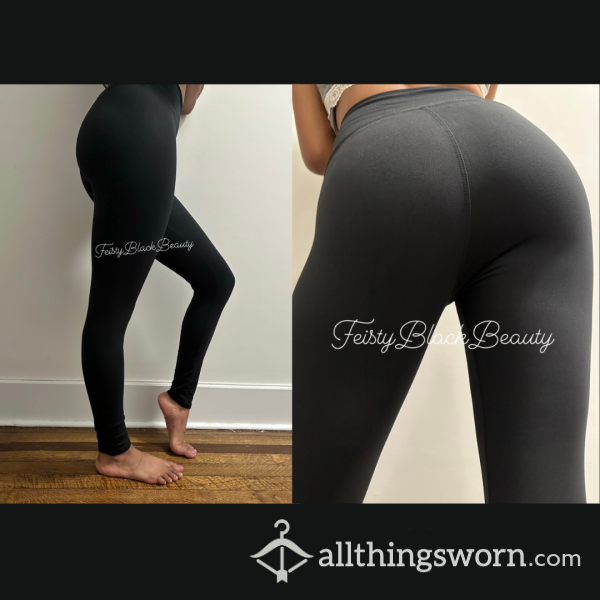 ✨Small - Medium High Waisted Black Leggings✨ (Ebony, Small, Medium, High Waisted, Leggings, Black, Black Leggings, Hairy, Body Hair, Sweat, Sweaty, Scented, Worn, Goddess, Worship)