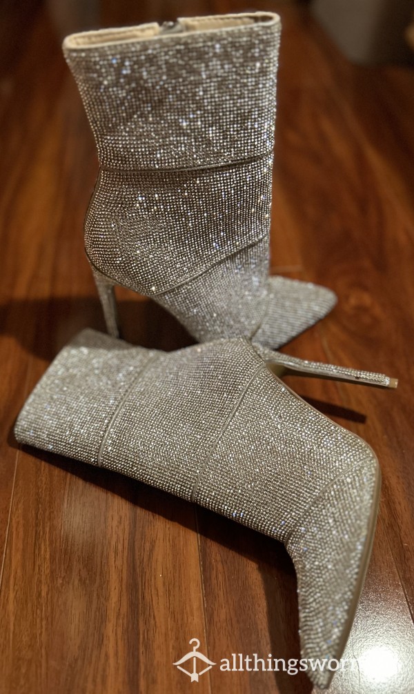 Silver Glitter Boots