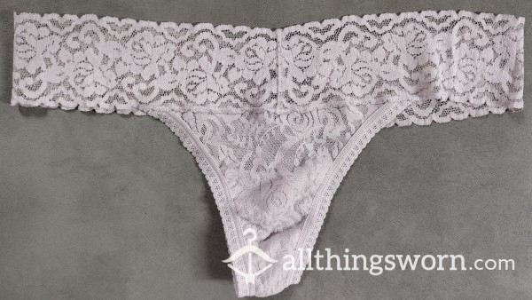 Soft Grey Lace Thong