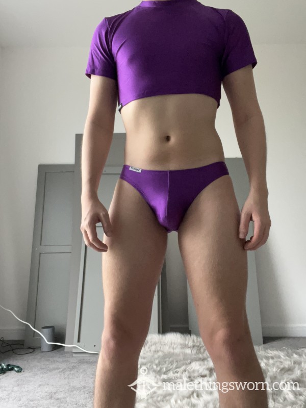 Spandex Bikini Briefs And Crop Top Set