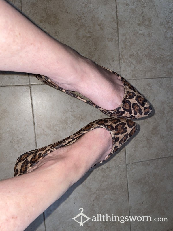 Stinky Cheetah Print, Flats, S**y Cute Worn In