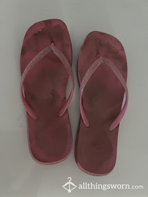 Stinky Dirty Hot Pink Flip Flops