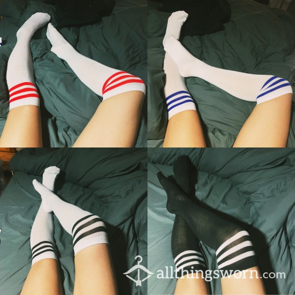 Striped Knee High Cotton Socks