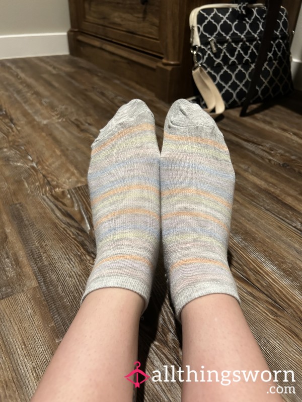 Multi-Color Striped Ankle Socks