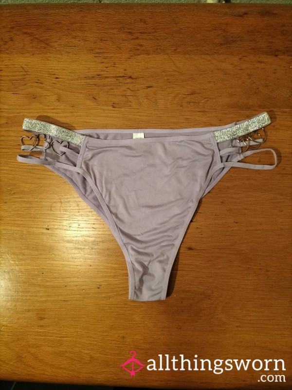 Super Cute Bikini Cut Lavender Panties With Some Sparkle & Hearts