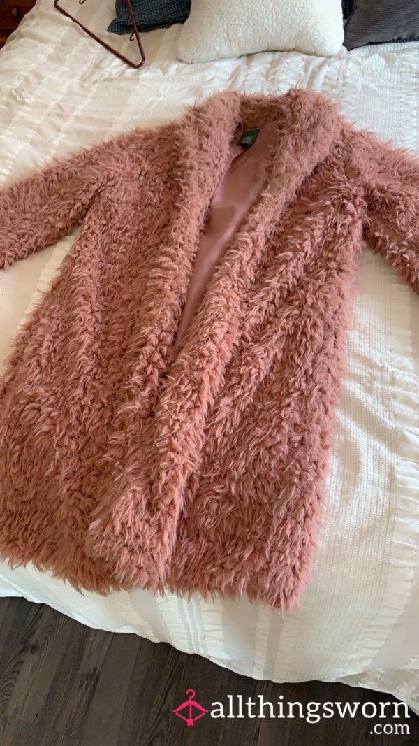 Super S**y, SOFT And Luxurious Rose Gold/pink Teddy Bear Jacket—lined With Gorgeous SILK!! 💯💋🥵