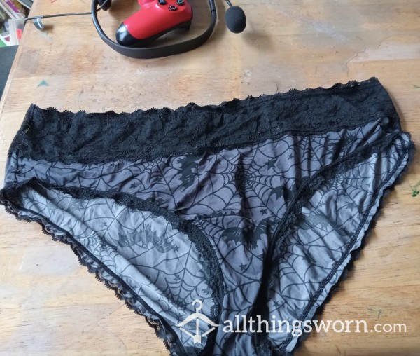 Super Silky.. Black And Grey Spider Webb Panties