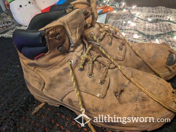 Super Well Worn Steel Toe Work Boots