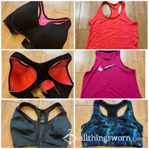 Sweaty Gym Clothes, Vests, Sports Bras, Nike Etc.